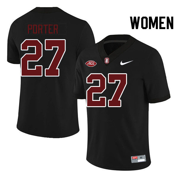 Women #27 Omari Porter Stanford Cardinal 2024 ACC Conference College Football Jerseys Stitched-Black